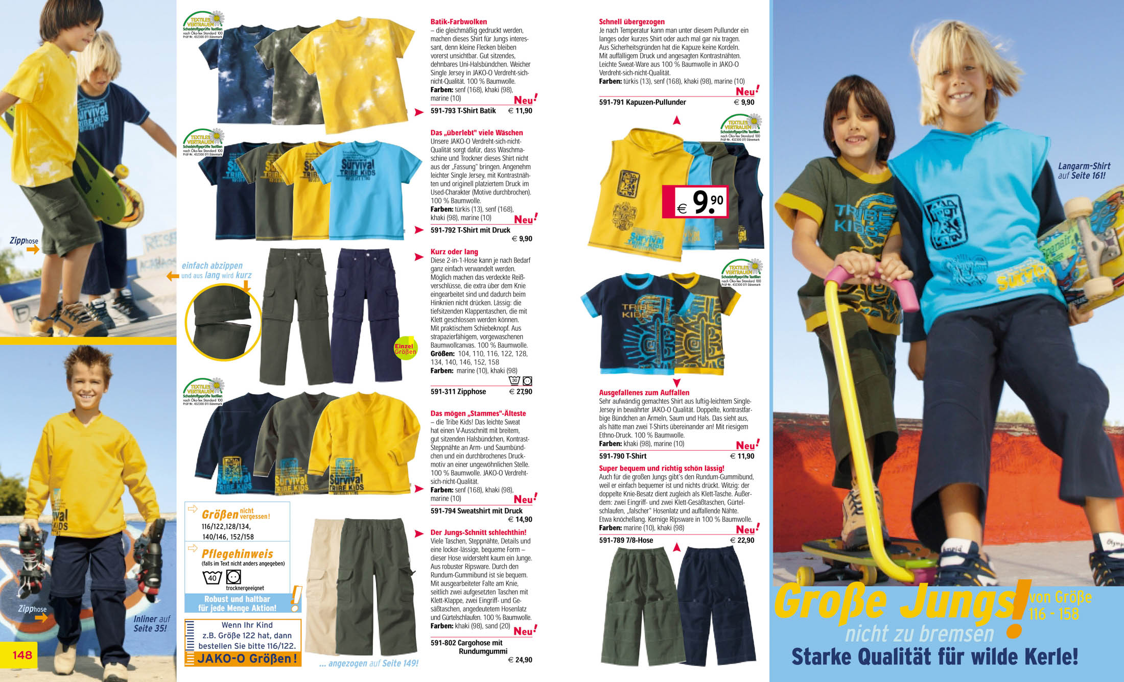 Eine lebendige Magazinstrecke mit Sportbekleidung für Kinder. Kinder präsentieren verschiedene Outfits mit aussagekräftigen Etiketten und Preisen in einem farbenfrohen und dynamischen Layout. © Fotografie Tomas Rodriguez