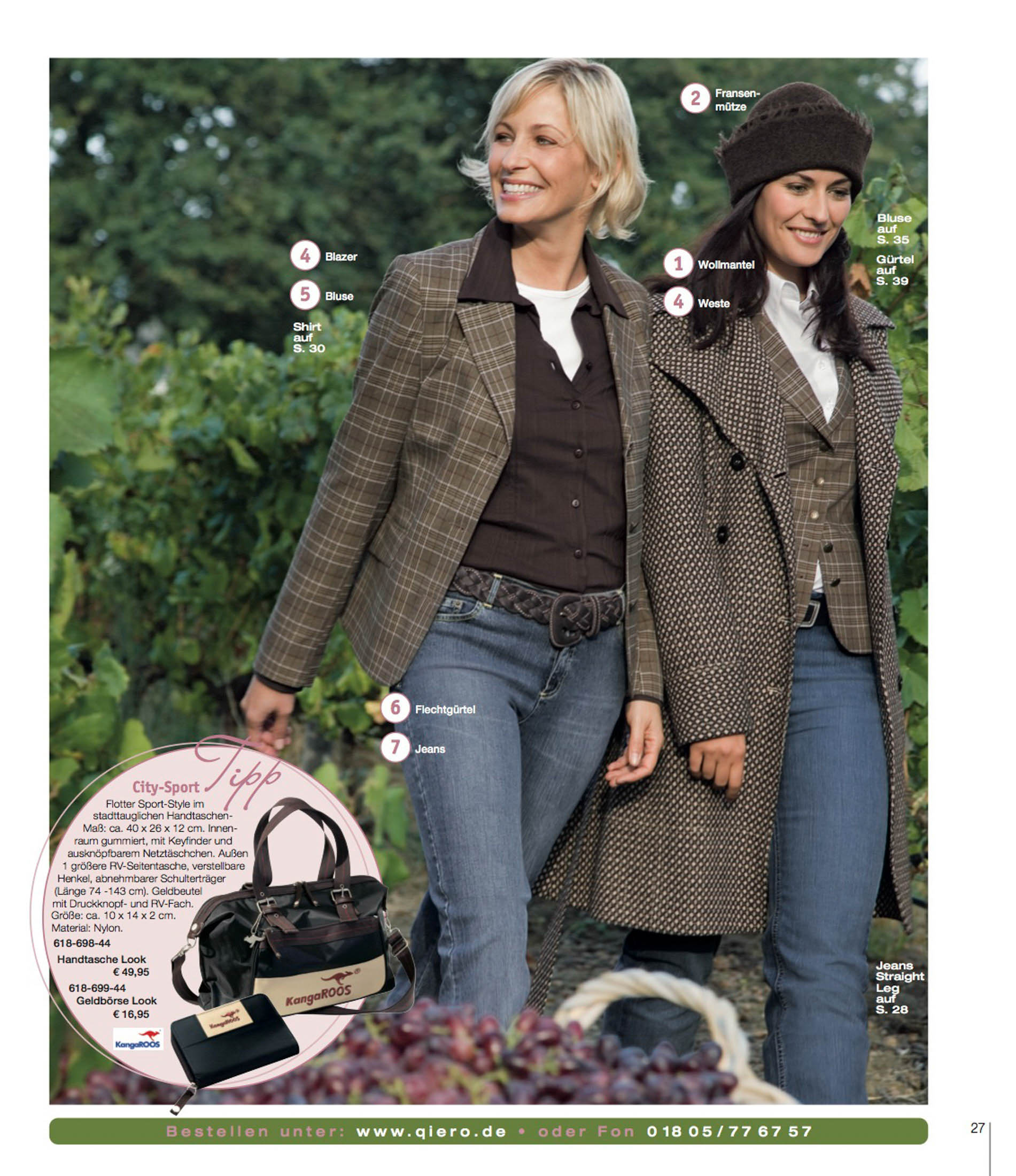 Zwei Frauen gehen glücklich durch einen Garten, eine in karierter Jacke und Jeans, die andere trägt einen passenden Mantel und eine Mütze. Beide genießen einen sonnigen Tag. © Fotografie Tomas Rodriguez