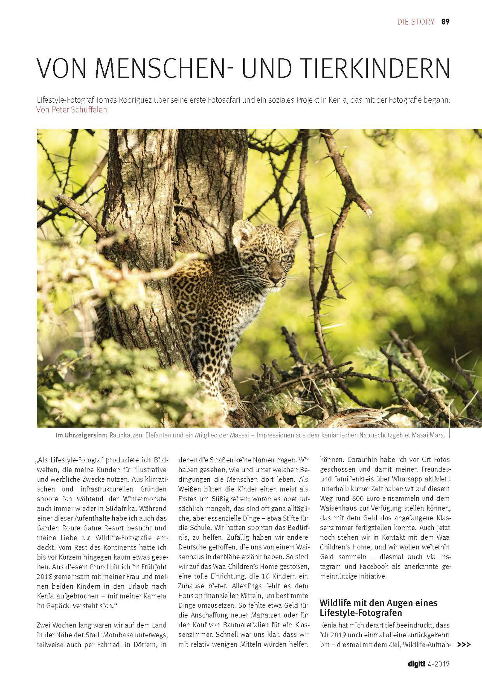 Dieses Bild zeigt eine Nahaufnahme eines Leoparden mit zur Seite gedrehtem Kopf, der in seinem natürlichen Lebensraum teilweise von Ästen verdeckt wird. Die Detailansicht fängt die Beschaffenheit seines Fells und die Intensität seines Blickes ein. © Fotografie Tomas Rodriguez